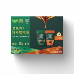 星巴克 猫超臻选精萃咖啡液浓醇黑咖+焦糖25ml*12袋星巴克双拼冷热即溶