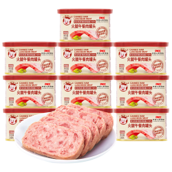 小猪呵呵 火腿午餐肉罐头90%猪肉火锅泡面搭档早餐三明治即食 火腿午餐肉198g*10罐