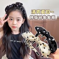 歌米诺 儿童波点蝴蝶结发箍小女孩带齿防滑发卡不勒头女童洗脸压发头箍