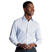 CHARLES TYRWHITT 修身版型纯棉易打理矢车菊蓝格纹免烫商务棉衬衫