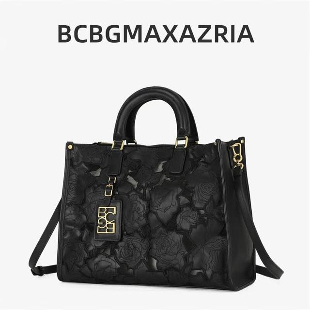 BCBG MAX AZRIA 头层牛皮玫瑰雕花手提女包 2026新款单肩斜挎包