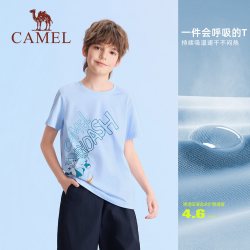 骆驼 小骆驼儿童速干T恤2026春夏新款学生运动短袖圆领印花上衣男女童