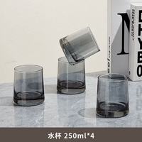 欧因 大容量耐热玻璃冷水壶套装玻璃水壶耐高温凉水壶高硼硅玻璃 4只枪灰色玻璃杯