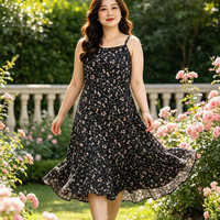 莎妮朵罗 碎花吊带连衣裙  5XL 建议185-200斤穿着