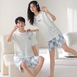 黛姿馨 情侣睡衣夏季纯棉短袖短裤卡通套头休闲家居服套装 JS8885