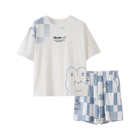 黛姿馨 JS8885 纯棉短袖短裤家居服套装 M女+L男