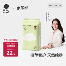 babycare 婴儿湿巾 新生儿手口湿纸巾 20抽 5包