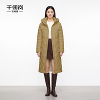 千仞岗 90白鸭绒高蓬松度高清洁度冬季羽绒服女士中长款连帽外套 金秋咖 M (165)
