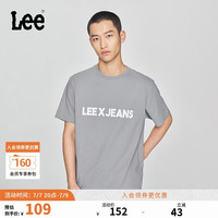 Lee 舒适版圆领字母印花男女同款短袖T恤 石灰色 XL