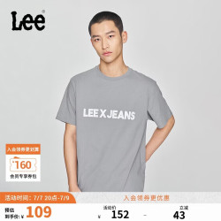 Lee 舒适版圆领字母印花男女同款短袖T恤 石灰色 XL
