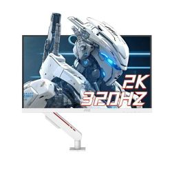 AOC 27英寸2K原生320Hz白色显示器升降旋转机械臂屏幕Q27G4SB/WR 自带机械臂