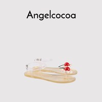 移动端：Angelcocoa 日本樱桃味女士平底夹趾平跟果冻水晶鞋 X-DG-250524-01
