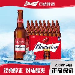 百威 经典瓶装啤酒236ml*24瓶装美式拉格口感醇正红玻璃瓶国产整箱