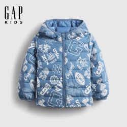 Gap 男幼童秋季新款卡通满印轻薄连帽棉服儿童装美版789830