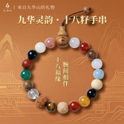 九华山 十八籽手串菩提多宝佛珠手链天然水晶文创饰品
