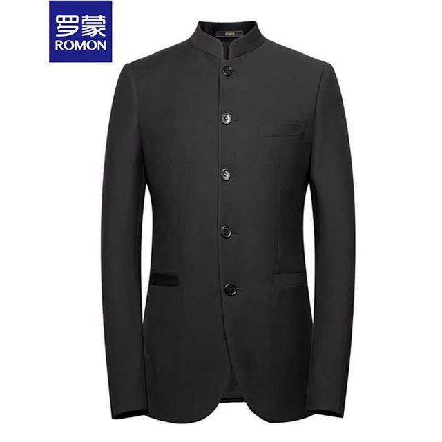 罗蒙 唐装男士西服套装男中华立领中山装青年韩版修身面试商务中国风婚礼礼服