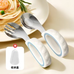 宝宝勺子婴儿学吃饭训练自主进食勺子软柄硅胶辅食勺儿童叉勺专用