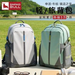 申派世家外出背包女轻便大容量电脑双肩包男休闲户外运动包新款骑行旅行包 枫叶棕