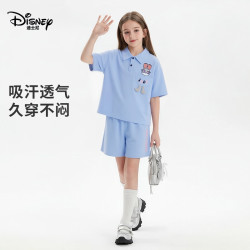 迪士尼 疯狂动物城朱迪兔女童polo套装 蓝色 140