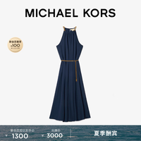 MICHAEL KORS 迈克高仕MK 女士链式挂脖印花连衣裙 含腰带 藏青色