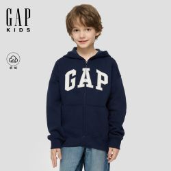 Gap 男女童春季新款抓绒logo拉链连帽卫衣儿童装外套645416