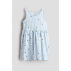 H&M HM童装女童2025春季洋气可爱无袖圆领印花棉质微喇裙1157735