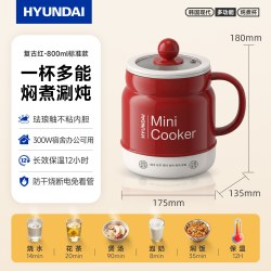 HYUNDAI 韩国电炖杯小型养生杯煲汤煮粥锅小炖盅办公家用热奶神器
