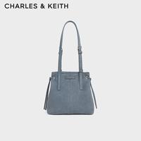 CHARLES & KEITH CHARLES&KEITH26秋新品复古绒面长肩带单肩斜挎包CK2-30671901-1 Smoky Blue烟熏蓝 S
