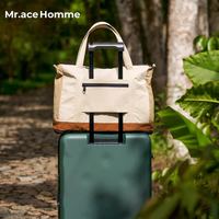 Mr.ace Homme 手提短途旅行包女可折叠大容量收纳运动包旅游登机行李袋男麦子棕
