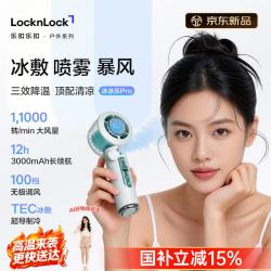 LOCK&LOCK 手持风扇便携喷雾降温半导体冰敷冷风扇户外小风扇充电长续航100档大风力3000毫安