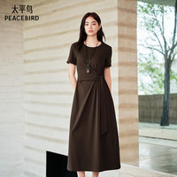 太平鸟 女装连衣裙 短袖针织长款休闲通勤开叉裙 A7FAD244689
