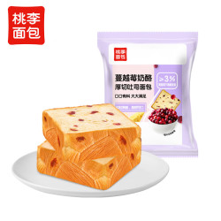 桃李 蔓越莓奶酪味厚切吐司 早餐面包办公室零食点心手撕切片整箱600g