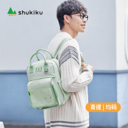 SHUKIKU 小饼干字母双肩包青少年新款痛包轻便出行背包初高中生谷子包 青提