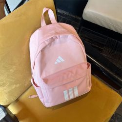adidas 新款潮牌双肩包初高中时尚大容量学生书包旅行百搭男女 三条下标粉