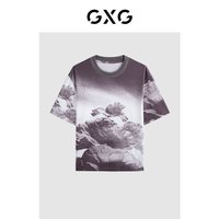 GXG 男装潮流印花圆领字母短袖T恤