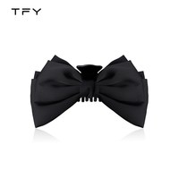 88VIP：TFY饰品 蝴蝶结抓夹黑色中号发夹 8cm tfy4213f