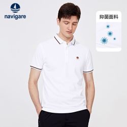 navigare 意大利小帆船夏季薄款翻领T恤短袖显瘦修身polo商务体恤