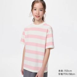 优衣库 童装男童女童AIRism棉混纺条纹圆领T恤/短袖优衣库483426