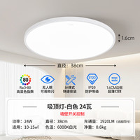 正泰 照明吸顶灯led卧室灯具套餐全屋客厅灯饰阳台过道餐厅薄现代简约 白光-24W主推