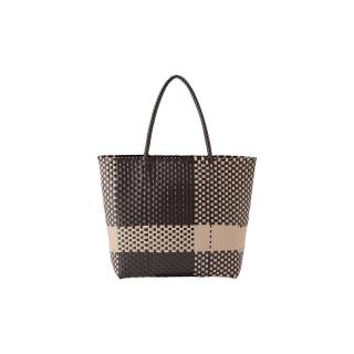 無印良品 MUJI 无印良品 手包 棕色格纹 大号