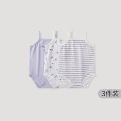 巴厘小猪 女宝宝吊带背心哈衣 昆虫乐园+紫色条纹+冰糖紫 3件装
