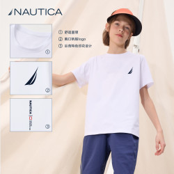 NAUTICA 吸湿速干抗菌 白色 160 儿童短袖T恤