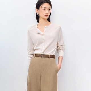 LILY 含羊毛圆领针织开衫 米白 S