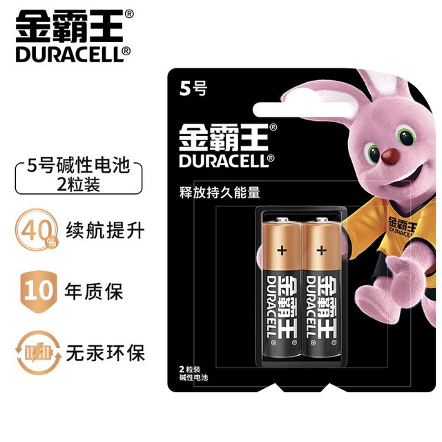 金霸王 5号五号碱性干电池 鼠标键盘相机指纹锁手电筒血压计电子秤遥控器儿童玩具挂闹钟 LR6/AA 2粒卡装