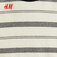 H&M 儿童提花短袖T恤 浅黄色/条纹002 120cm