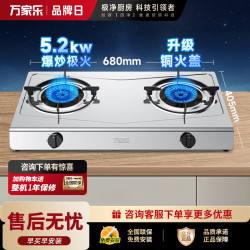 万家乐 燃气灶具 5.2kW大火力天然气灶 不锈钢台灶双灶具 家用台式燃气灶具JZT-ITB91天然气