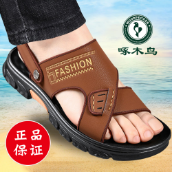 啄木鸟 男士真皮休闲防滑凉鞋