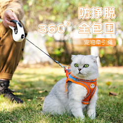 背心宠物小猫牵引绳猫咪轻透气链子挣脱外出胸背狗绳专用自动伸缩