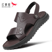 红蜻蜓 夏季凉鞋防滑耐磨头层牛皮沙滩防滑外穿两用拖鞋男士凉鞋男
