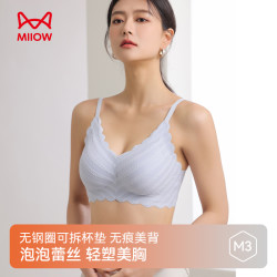 猫人 内衣小胸聚拢防下垂无钢圈内衣美背薄款蕾丝无痕